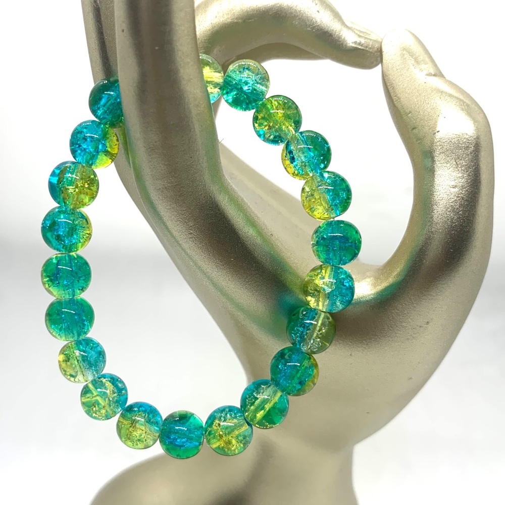 [The Mix] Stretchy Elastic Glass and Crackle Beaded Bracelet